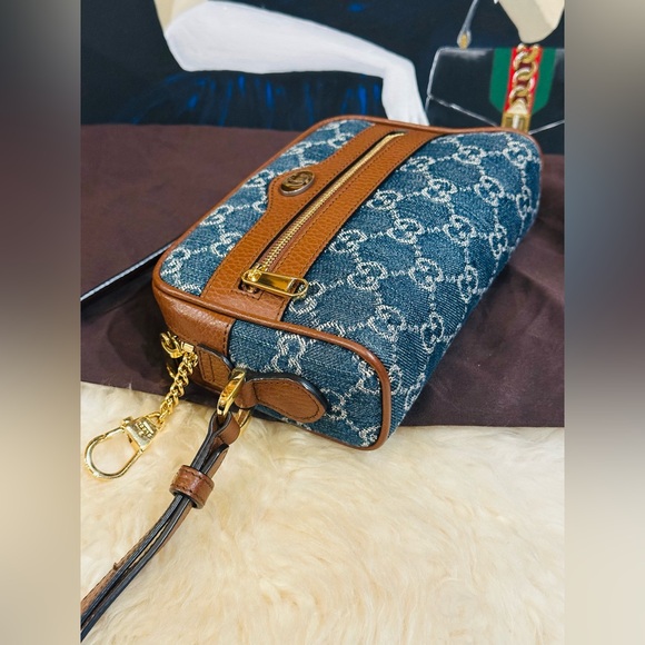 π₯ GUCCI GG DENIM OPHIDIA SHOULDER BAG FULL INCLUSION PRESTINE CONDITION - Picture 5 of 15